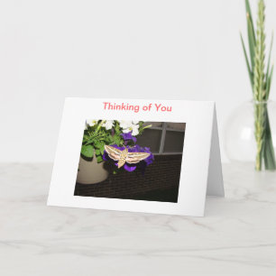 Hummingbird Moth & Petunias, Thinking of You Card