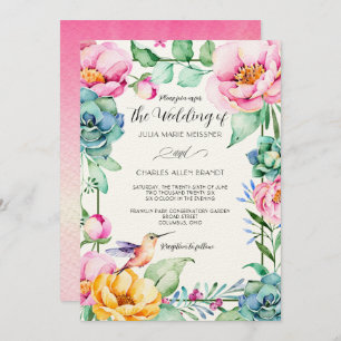 Hummingbird Motif Wedding Invitation