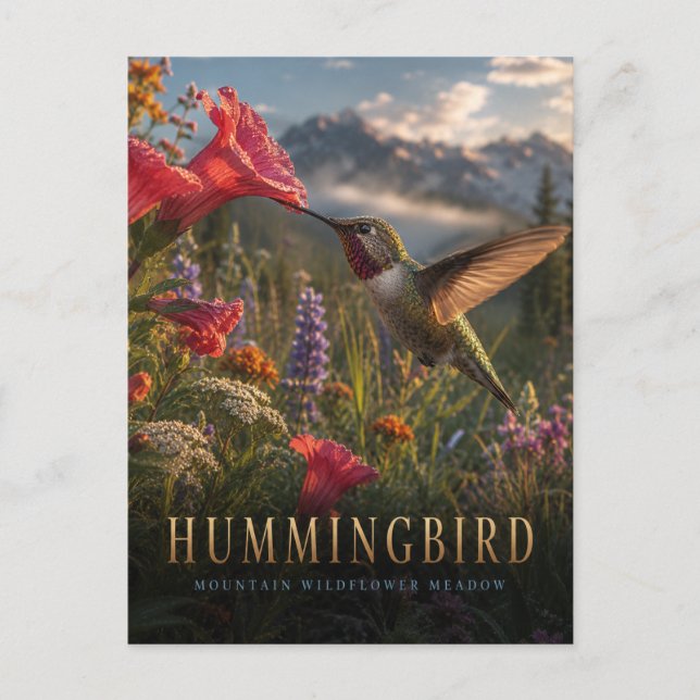 Hummingbird Mountain Meadow ANIMALS Postcard (Front)