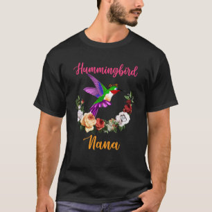Hummingbird Nana Floral Bird Bow Tie  Mother s Day T-Shirt