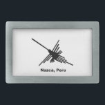 Hummingbird Nazca, Peru Rectangular Belt Buckle<br><div class="desc">Famous Nazca Lines hummingbird in black with text. Image from the Nazca desert,  Peru.</div>