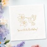 Hummingbird near Flowers 16th Birthday Foil Napkins<br><div class="desc">A hummingbird is hovering near two exotic tropical flowers.</div>