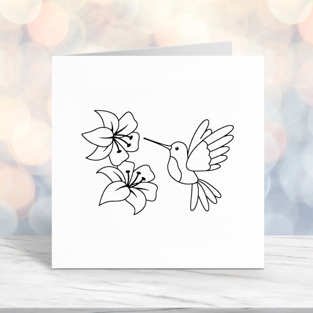 Hummingbird near Flowers Colour Me Self-inking Stamp (Creator Uploaded)