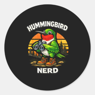 Hummingbird nerd funny birdwatching vintage retro classic round sticker