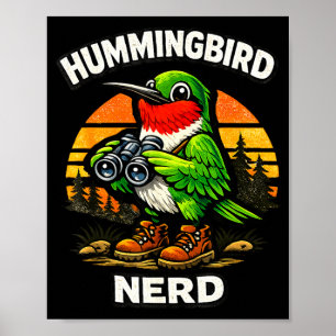 Hummingbird nerd funny birdwatching vintage retro poster