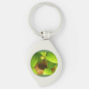 Hummingbird Nest Nestled in Honeysuckles Keychain