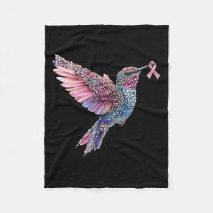 Hummingbird Nk Ribbon Breast Cancer Awareness  Fleece Blanket