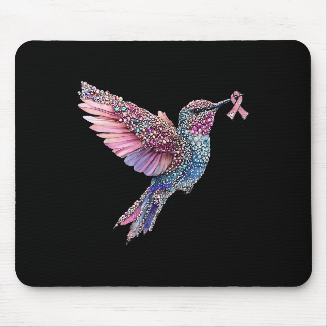 Hummingbird Nk Ribbon Breast Cancer Awareness  Mouse Pad (Front)