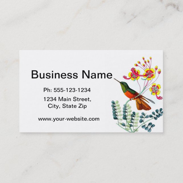 Hummingbird no. 9 housewarming gift business card (Back)