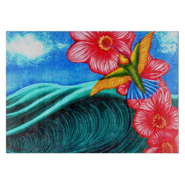 Hummingbird Ocean Cutting Board (Front)