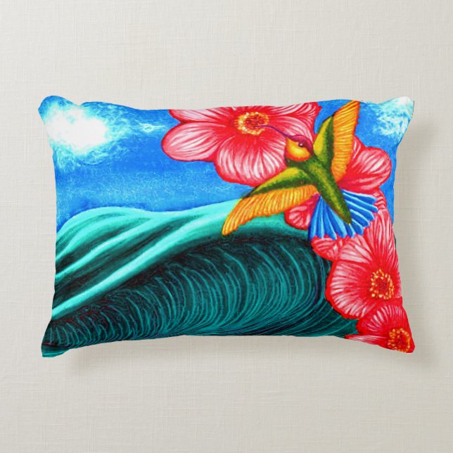 Hummingbird Ocean  Decorative Cushion (Front)