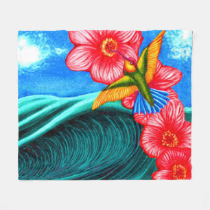 Hummingbird Ocean Fleece Blanket