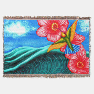 Hummingbird Ocean Throw Blanket