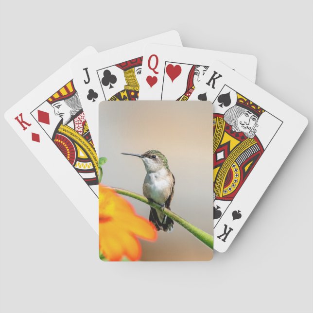 Hummingbird on a flowering plant playing cards (Back)