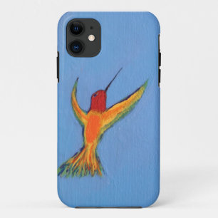 Hummingbird on blue iPhone 11 case
