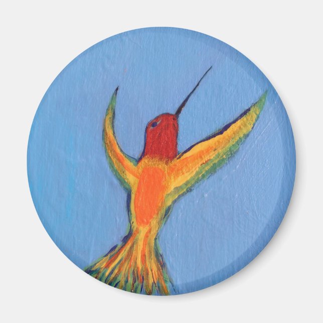 Hummingbird on blue magnet (Front)