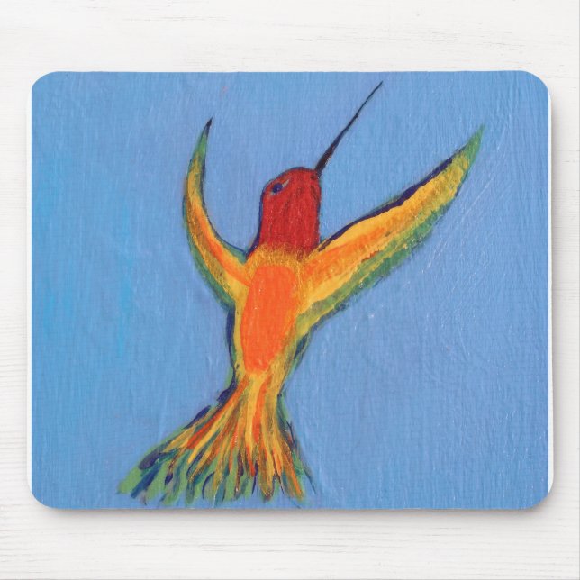 Hummingbird on blue mouse pad (Front)