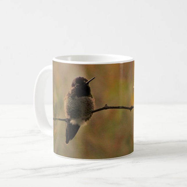 Hummingbird On Branch Warm Yellow Green Colours Coffee Mug (Front Left)