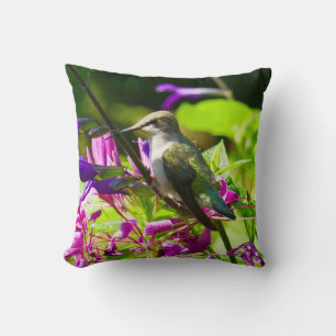 Hummingbird on Hummingbird Mint Cushion