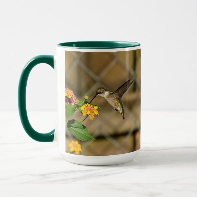 Hummingbird on Lantana 15 oz Mug (Left)