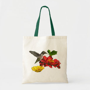 Hummingbird on Zinnias Tote Bag