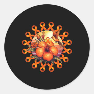 Hummingbird Orange Ribbon Sunflower Leukaemia Awar Classic Round Sticker