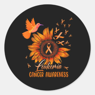 Hummingbird Orange Sunflower Leukaemia Blood Cance Classic Round Sticker