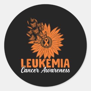 Hummingbird Orange Sunflower Leukaemia Cancer Awar Classic Round Sticker