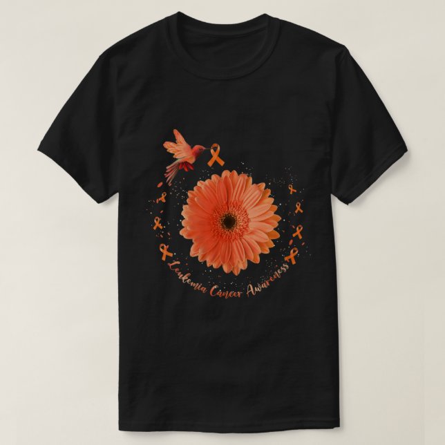 Hummingbird Orange Sunflower Leukaemia Cancer Awar T-Shirt (Design Front)
