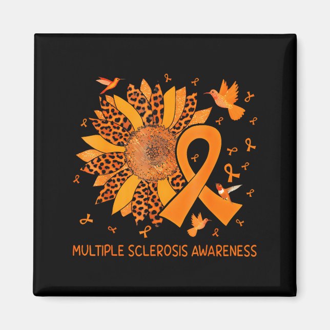 Hummingbird Orange Sunflower Multiple Sclerosis Aw Magnet (Front)