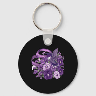 Hummingbird Pansy Floral Purple Ribbon Heimerheime Key Ring
