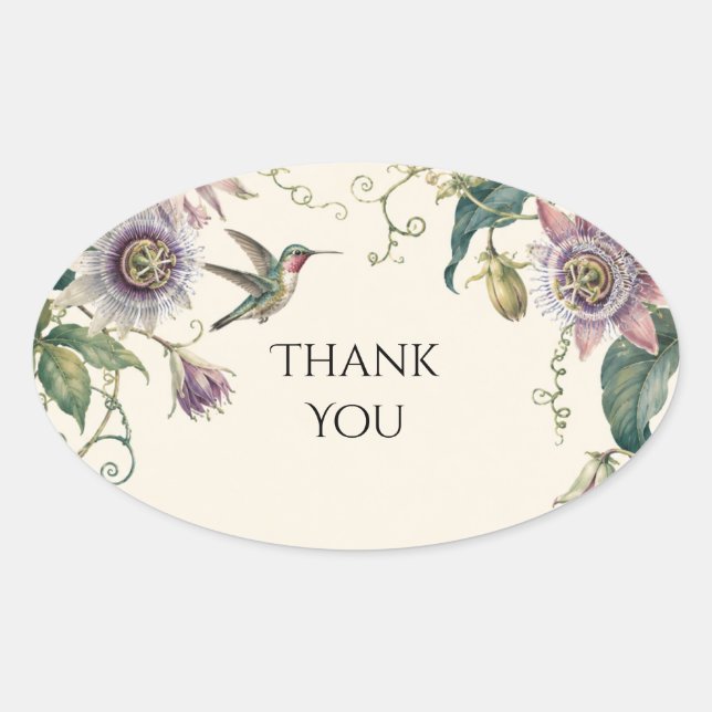 Hummingbird Passion Flower Wedding Sticker (Front)