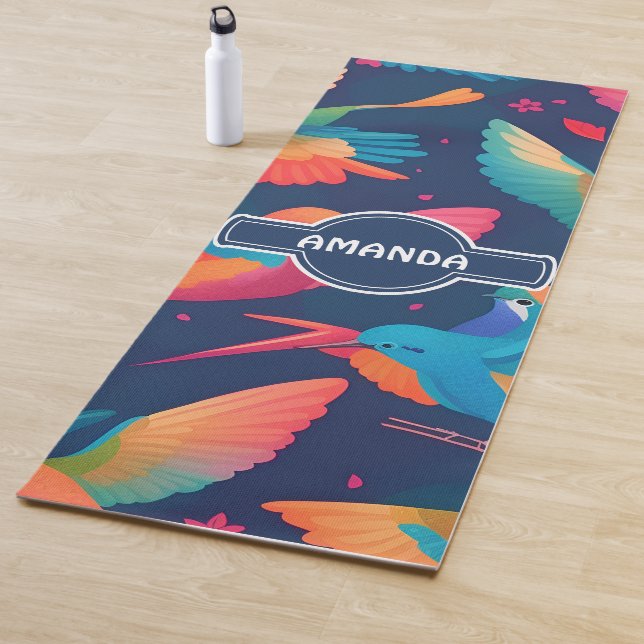 Hummingbird Pastel Colourful Personalised Pattern Yoga Mat (In Situ)