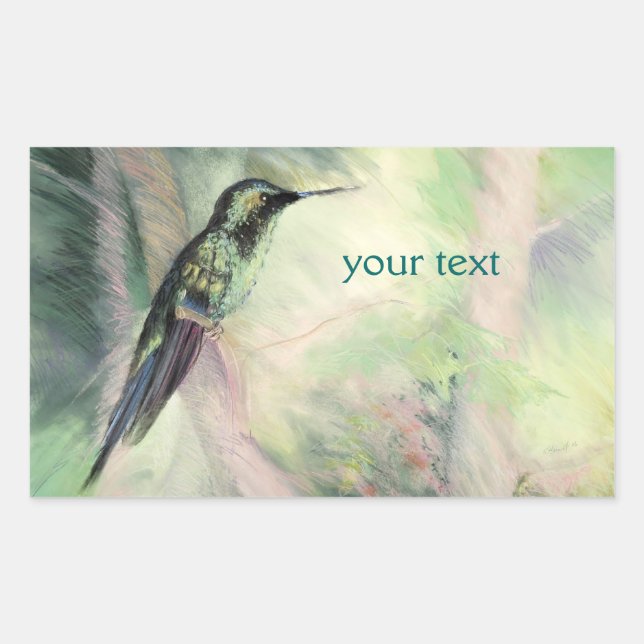 Hummingbird Pastel Fine Art Rectangular Sticker (Front)