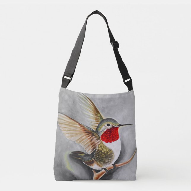 Hummingbird Pastel Grey Crossbody Bag (Front)
