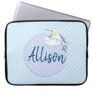 Hummingbird Patch over Polka Dots Laptop Sleeve