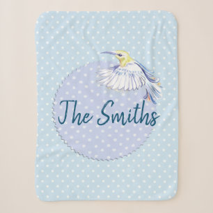 Hummingbird Patch over Polka Dots Sherpa Blanket