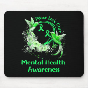 Hummingbird Peace Love Cure Mental Health Awarenes Mouse Pad