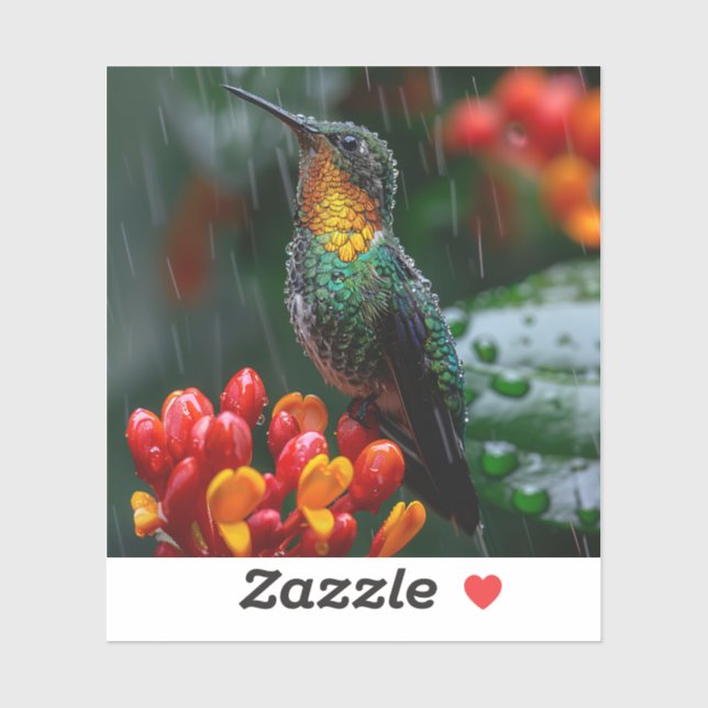 Hummingbird Perched on Bright Flower (Sheet)