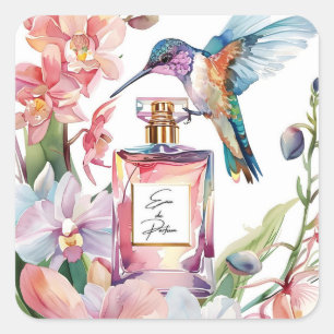 Hummingbird & Perfume Watercolor Floral Sticker