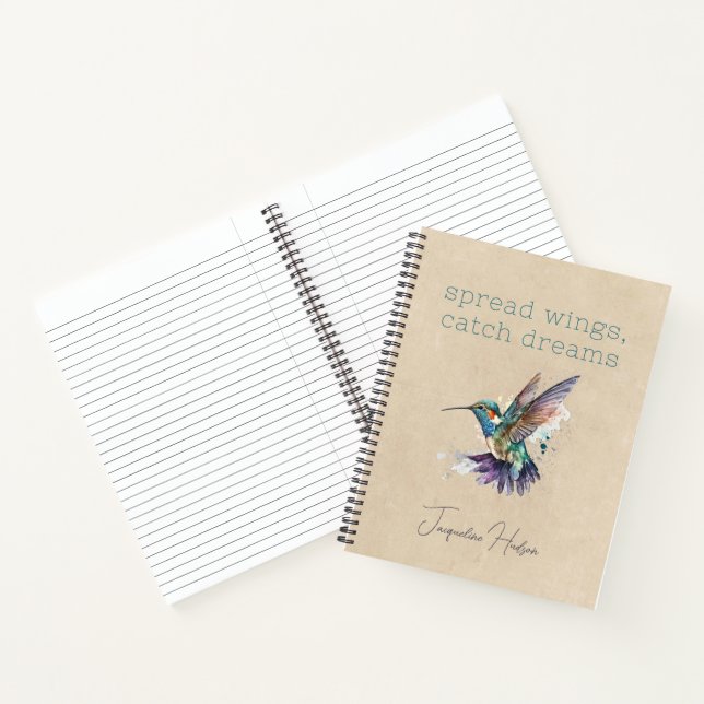 Hummingbird Personalised Motivational Watercolor Notebook (Inside)