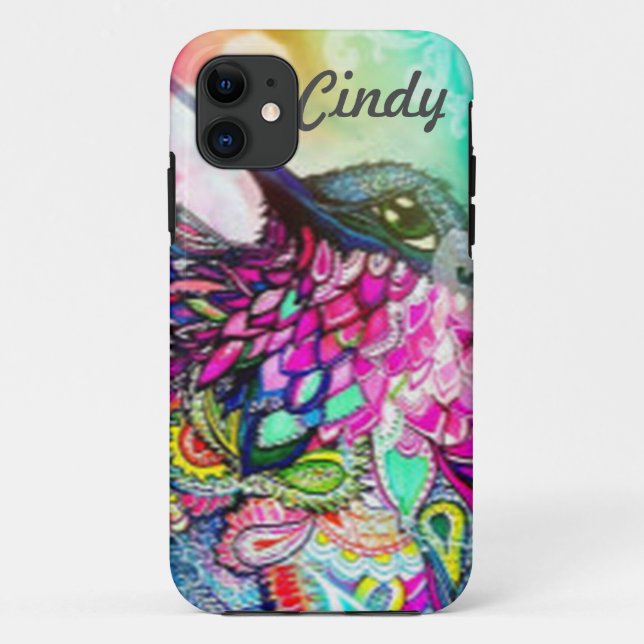 Hummingbird Personalised Zen Tangle Art Case-Mate iPhone Case (Back)