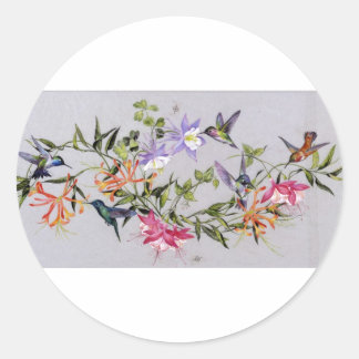 Hummingbird Petals Wrap-Around Classic Round Sticker