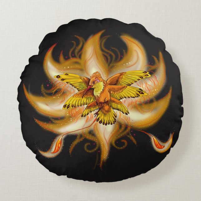 Hummingbird Pheonix Round Cushion (Front)