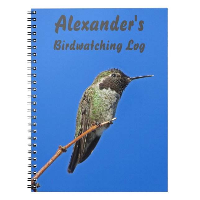 Hummingbird Photo Avid Birder Birdwatching Log Notebook (Front)