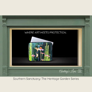 Hummingbird & Pink Coneflowers Neoprene  Laptop Sleeve
