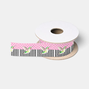 Hummingbird Pink Polka Dot Satin Ribbon