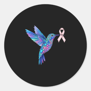 Hummingbird pink ribbon breast cancer awareness classic round sticker