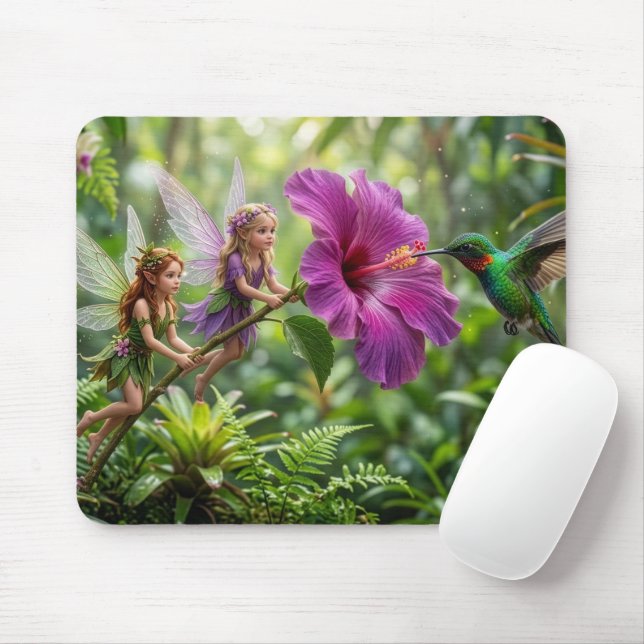 Hummingbird Pixie Helpers Mouse Pad (With Mouse)