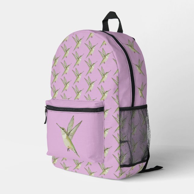 Hummingbird Printed Backpack (Back Corner Right)